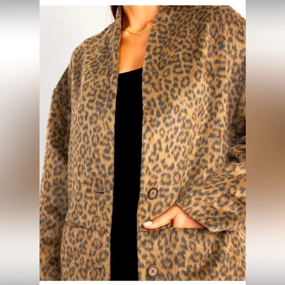 🐆Longline Leopard Print Cardigan Walking Coat - Picture 4 of 8